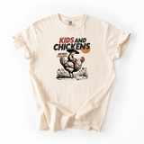Kids and Chickens Funny Farm Western Graphic Tee