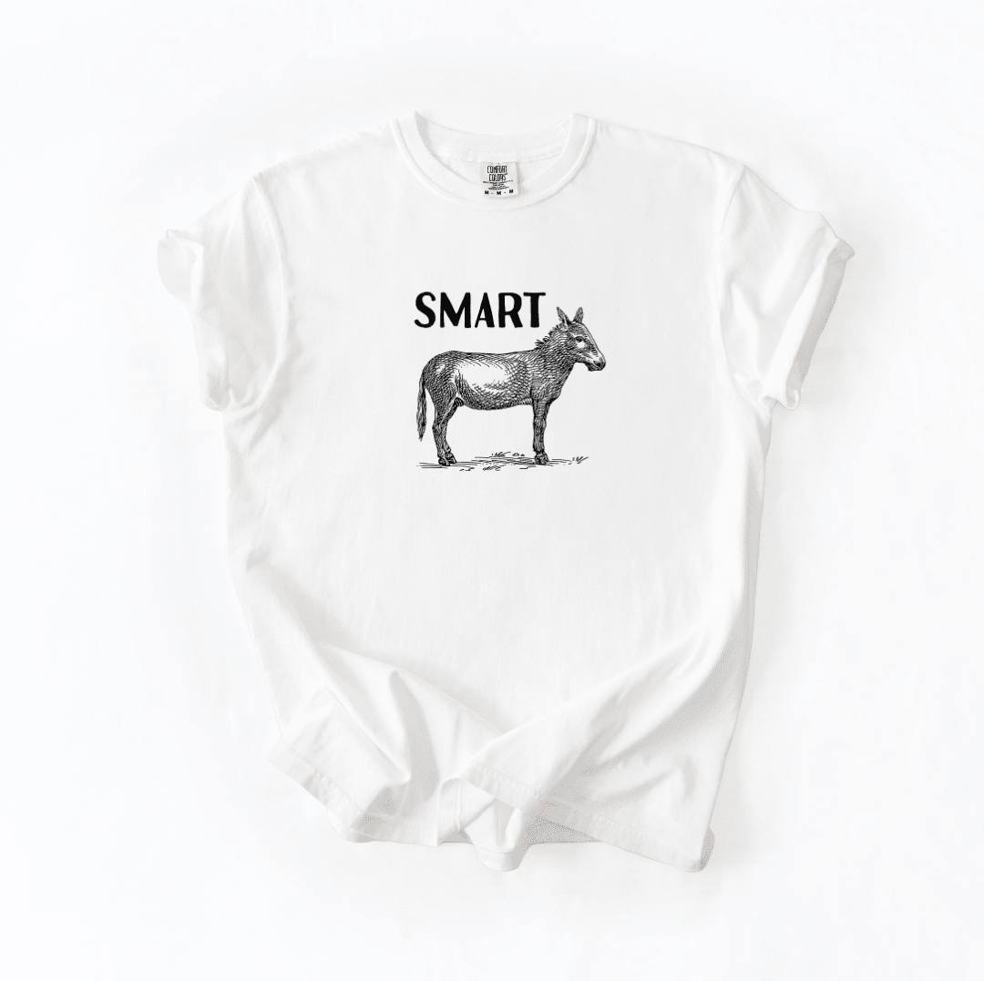 Smart Donkey Funny Graphic Tee Sarcastic Minimal Humor Shirt