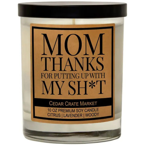 Mom Thanks For Putting Up With My Shit Candle