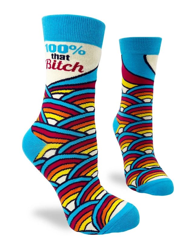 "100% That Bitch" Women's Sassy Novelty Crew Socks Stylish and comfortable!