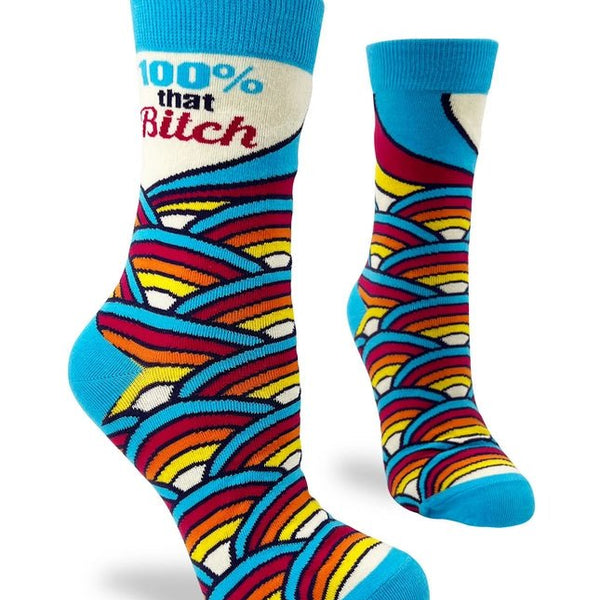 "100% That Bitch" Women's Sassy Novelty Crew Socks Stylish and comfortable!