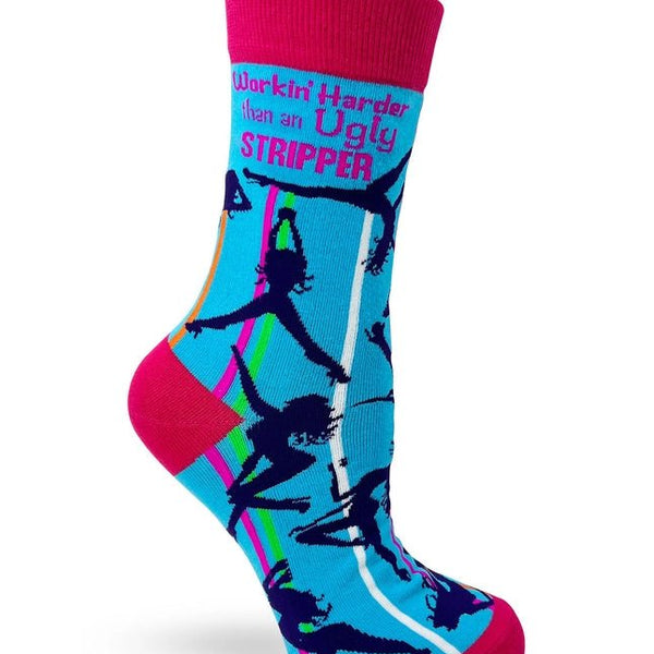 Workin' Harder Than an Ugly Stripper Women's Crew Socks (Copy)